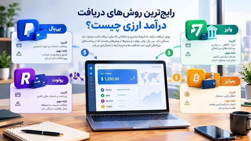 روشهای دریافت درآمد ارزی با پیپال، وایز، رولوت و رمزارز