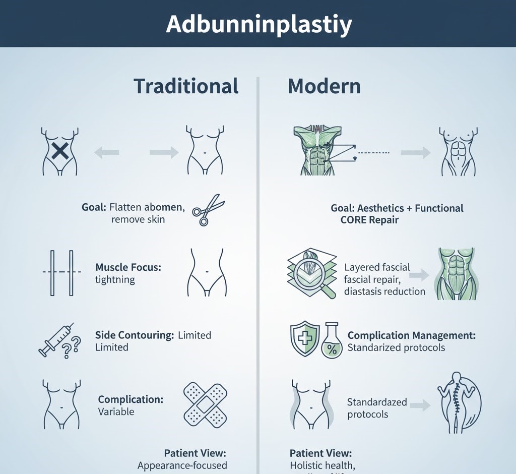 مقایسه رویکرد سنتی و نوین در ابدومینوپلاستی
