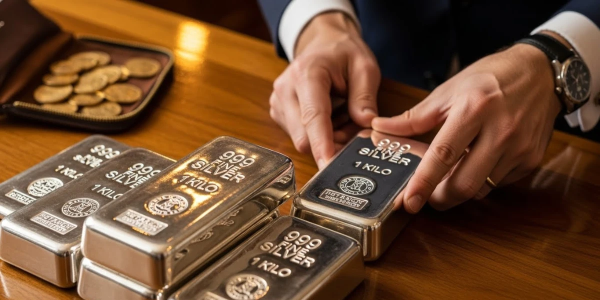 فردی در حال خرید شمش نقره