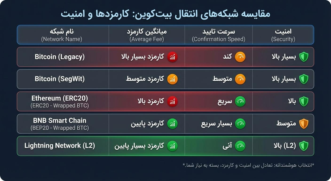 مقایسه شبکههای انتقال بیت کوین