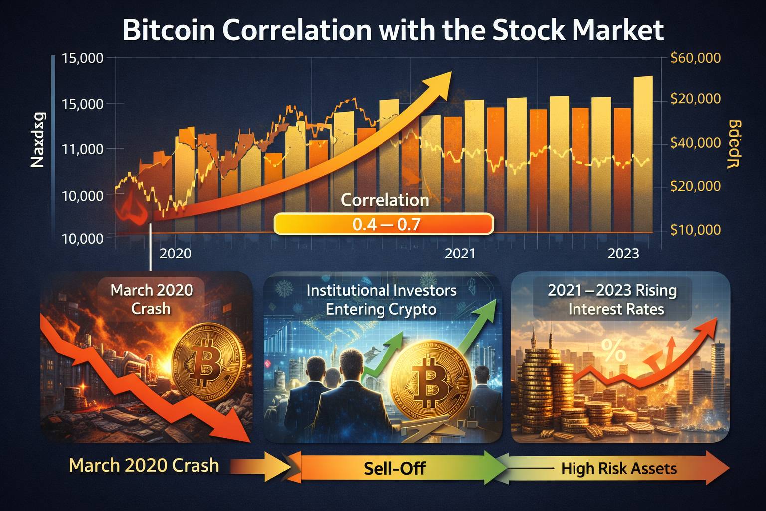 همبستگی بیت کوین با بازار سهام