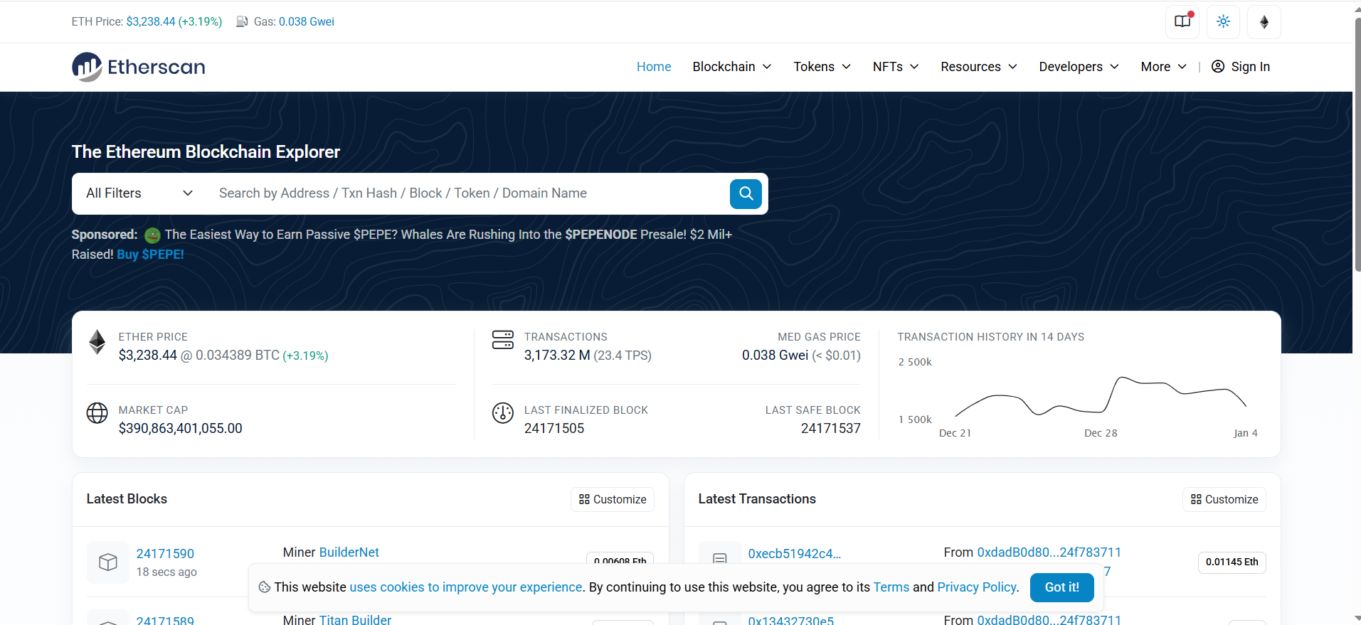 وب سایت Etherscan