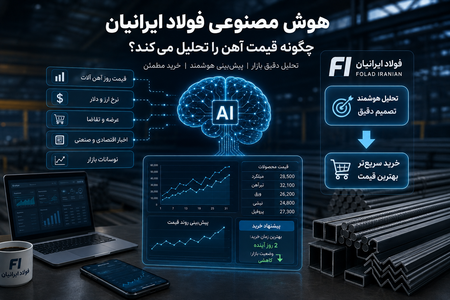 هوش مصنوعی فولاد ایرانیان چگونه قیمت آهن را تحلیل میکند؟