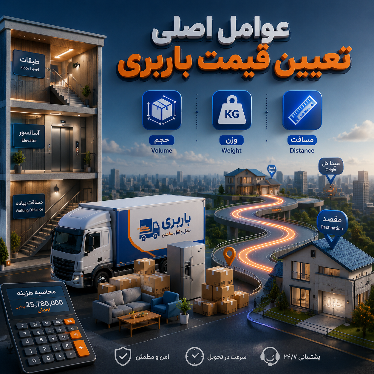 هزینه حمل اثاثیه توسط شرکت باربری