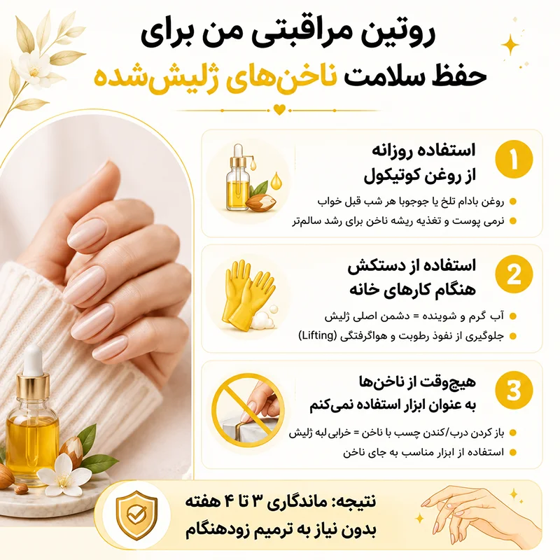 روتین مراقبتی من برای حفظ سلامت ناخن‌های ژلیش‌شده
