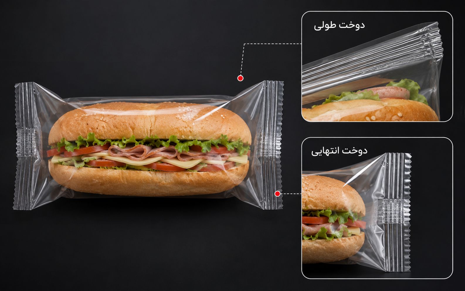 کیفیت دوخت بسته بندی ساندویچ سرد