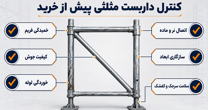 چکلیست کنترل داربست مثلثی پیش از خرید و بررسی سلامت قطعات