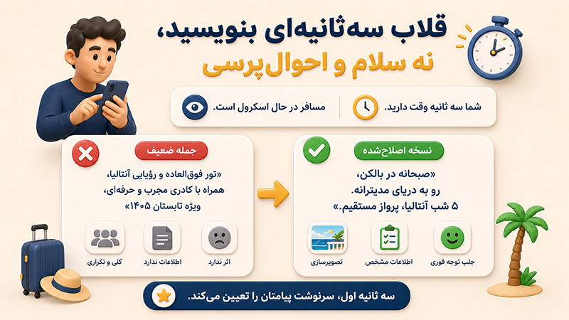 قلاب سه ثانیه ای بنویسید