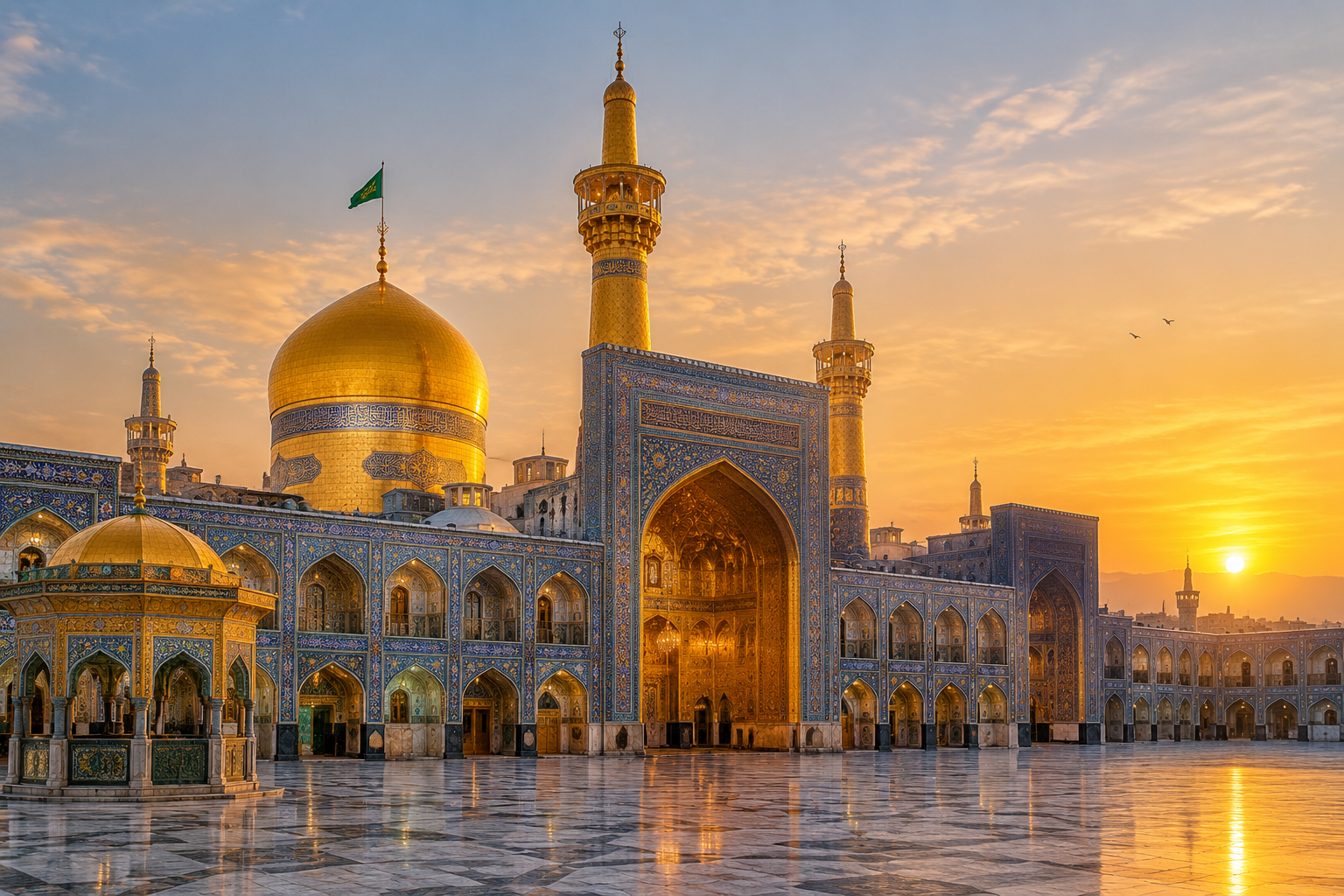 نمای گنبد طلایی حرم مطهر امام رضا در مشهد و سفر زیارتی با تور مشهد