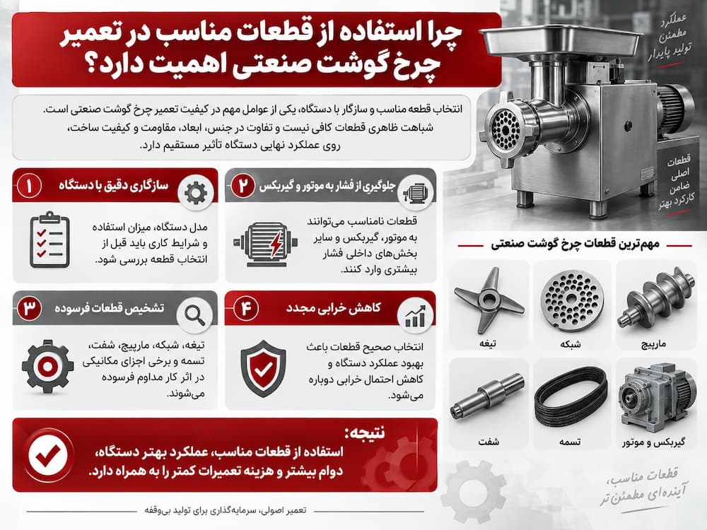 قطعات مناسب، عملکرد مطمئن چرخ گوشت