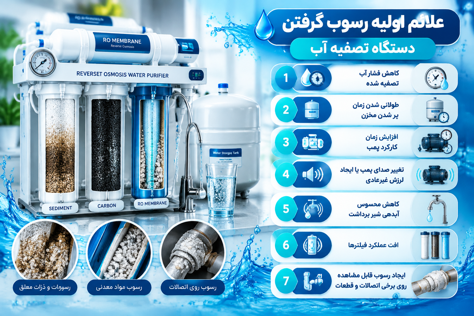 علائم اولیه رسوب گرفتن دستگاه تصفیه آب