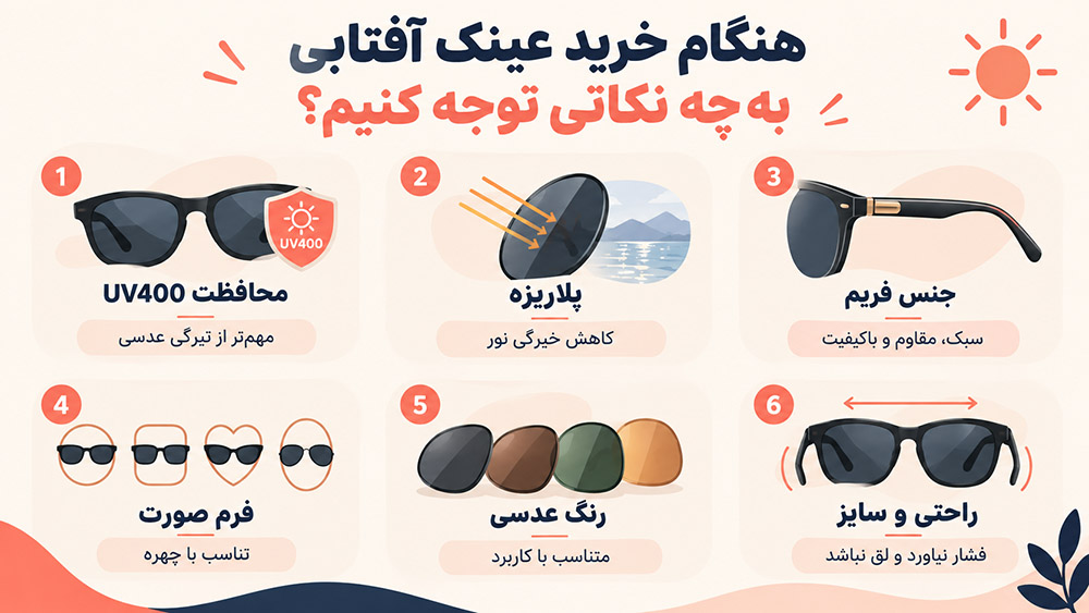 هنگام خرید عینک آفتابی به چه نکاتی توجه کنیم
