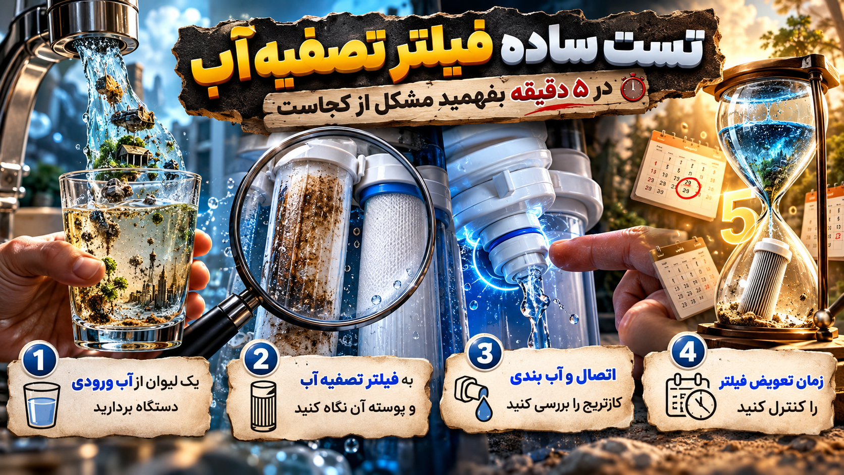 تست ساده فیلتر تصفیه آب، در ۵ دقیقه بفهمید مشکل از کجاست