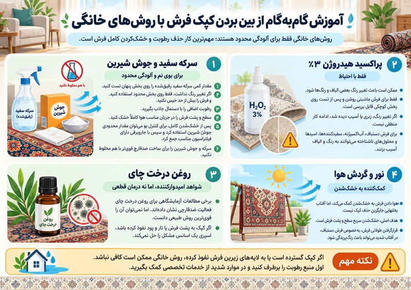 آموزش گام به گام از بین بردن کپک فرش با روش های خانگی