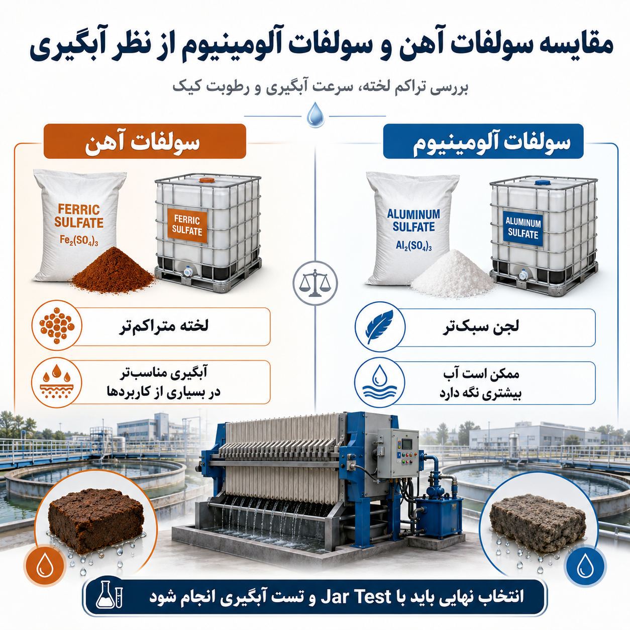 مقایسه سولفات آهن و سولفات آلومینیوم
