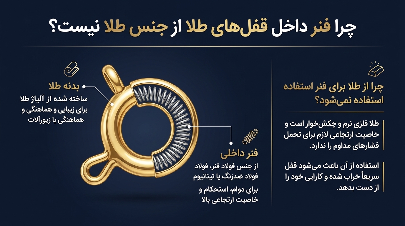 جنس فنر داخل قفل طلا از چیست و چرا از طلا ساخته نمیشود؟